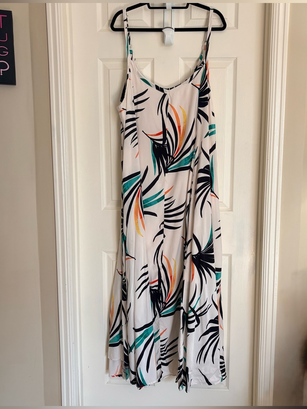 torrid White Maxi Trapeze Dress with Teal, Black & Orange Print 3X